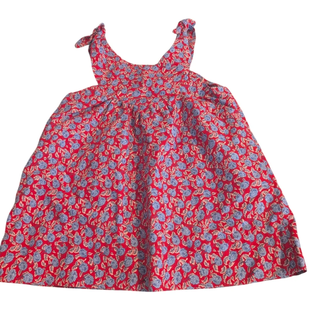 80s Vintage‎ Girls Homespun Floral Print Tie Summer Dress